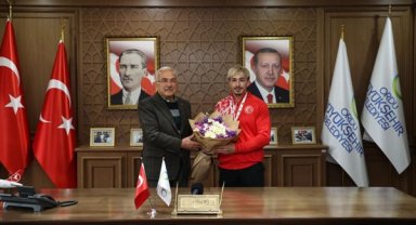 Başkan Güler, milli halterci Yusuf Fehmi Genç'i ağırladı