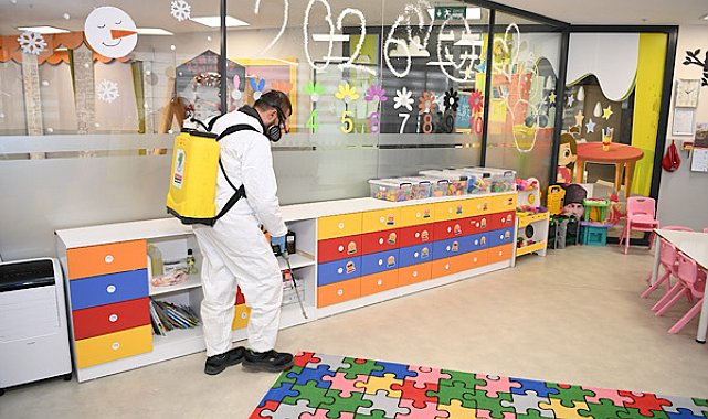 Mamak’ta belediye kreşleri yarıyıl tatilinde dezenfekte edildi