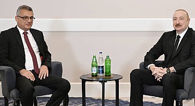 Aliyev, KKTC Cumhurbaşkanı Erhürman ile bir araya geldi