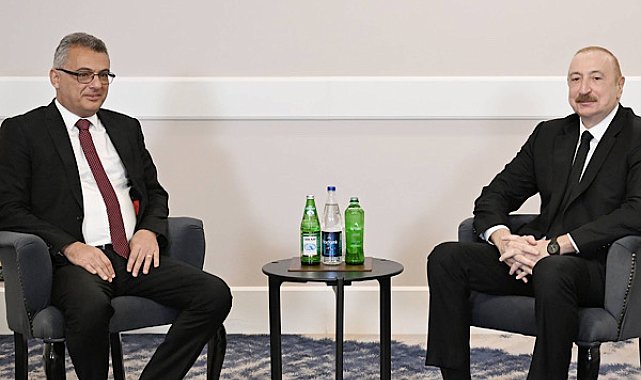 Aliyev, KKTC Cumhurbaşkanı Erhürman ile bir araya geldi