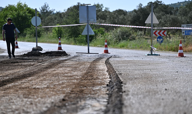 Büyüksümbüller–Ortaköy yolunda asfalt çalışması