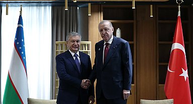 Erdoğan, Özbekistan Cumhurbaşkanı Mirziyoyev ile görüştü