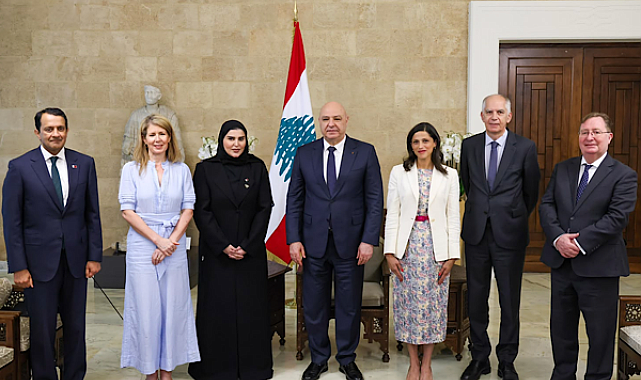 Lübnan Cumhurbaşkanı Aoun, Katar, İngiltere ve Fransa’dan oluşan ortak heyeti kabul etti