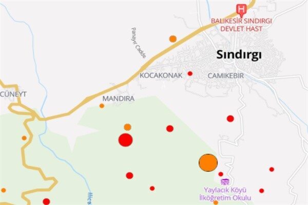 Boğaziçi Üniversitesi Kandilli Rasathanesi ve Deprem Araştırma Enstitüsü (KRDAE) verilerine