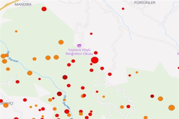 Boğaziçi Üniversitesi Kandilli Rasathanesi ve Deprem Araştırma Enstitüsü (KRDAE) verilerine