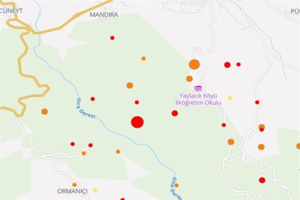 Boğaziçi Üniversitesi Kandilli Rasathanesi ve Deprem Araştırma Enstitüsü (KRDAE) verilerine
