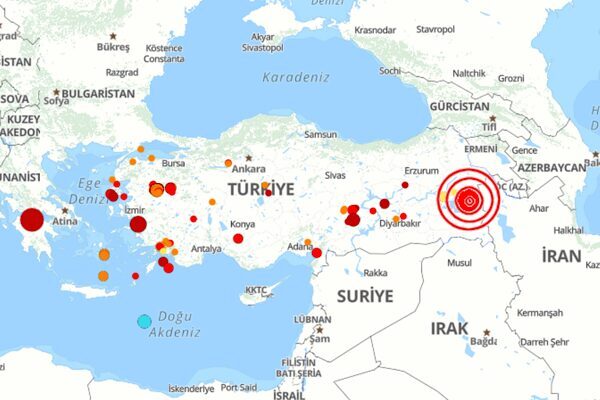 Van’da 4.5 büyüklüğünde deprem Boğaziçi Üniversitesi Kandilli Rasathanesi ve Deprem Araştırma Enstitüsü (KRDAE) verilerine